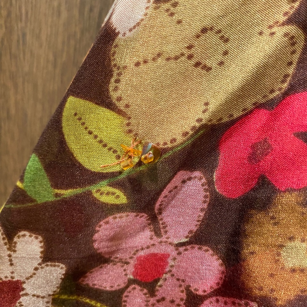 CONTEXT‎ 100% Silk Floral Skirt Size 2 Ruffle Beaded Romantic Flowy Y2K Feminine - Picture 14 of 17